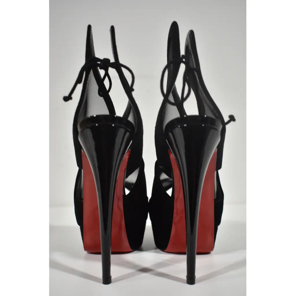 Christian Louboutin Farfamesh 150 Black Platform Peep Toe Sandal Heel Pump 36 - Picture 10 of 11